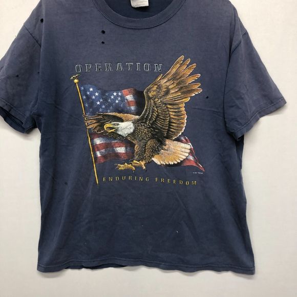 Vintage Hanes T-Shirt Tee Size Large 2001 Operation Enduring Freedom B247 -29 - Picture 9 of 16